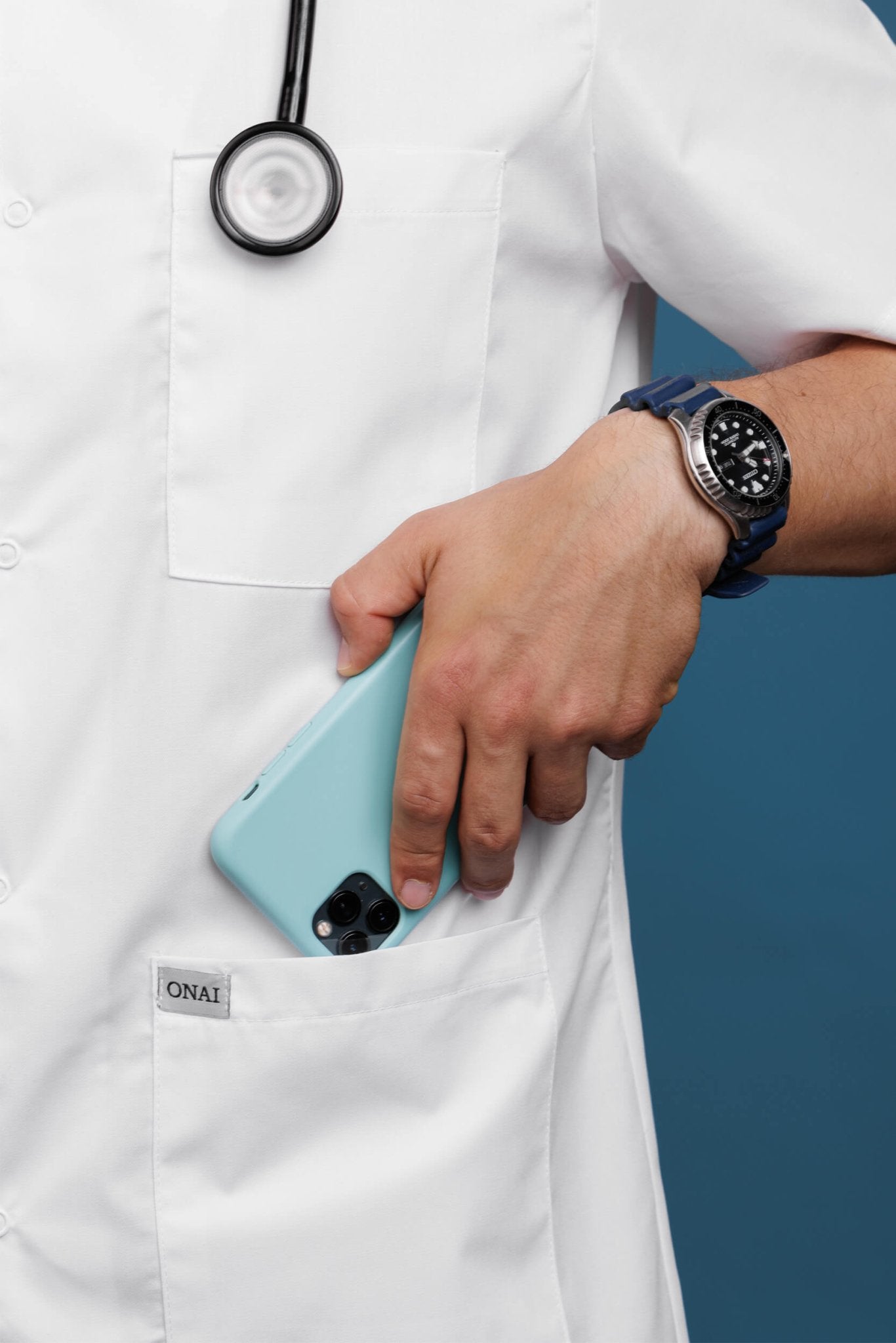 Halat medical cu maneca scurta si capse Barbati