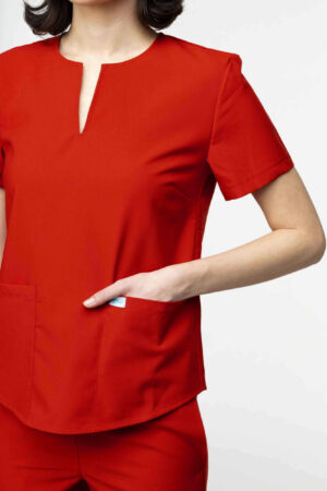 bluză medicală femei elegantă roșie om009 uniforma medicala