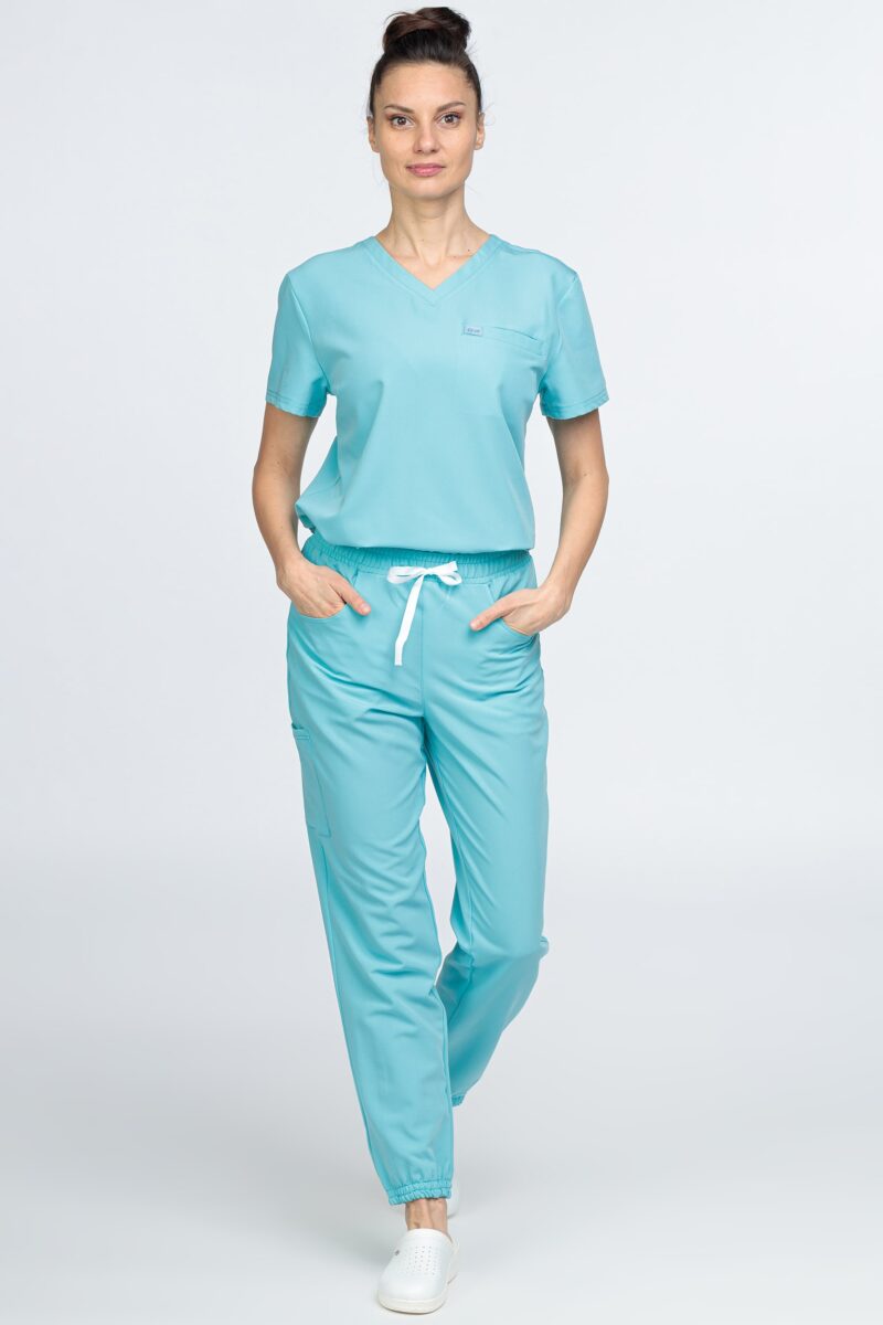 bluză medicală femei sport albastru cristal om051 uniforma medicala