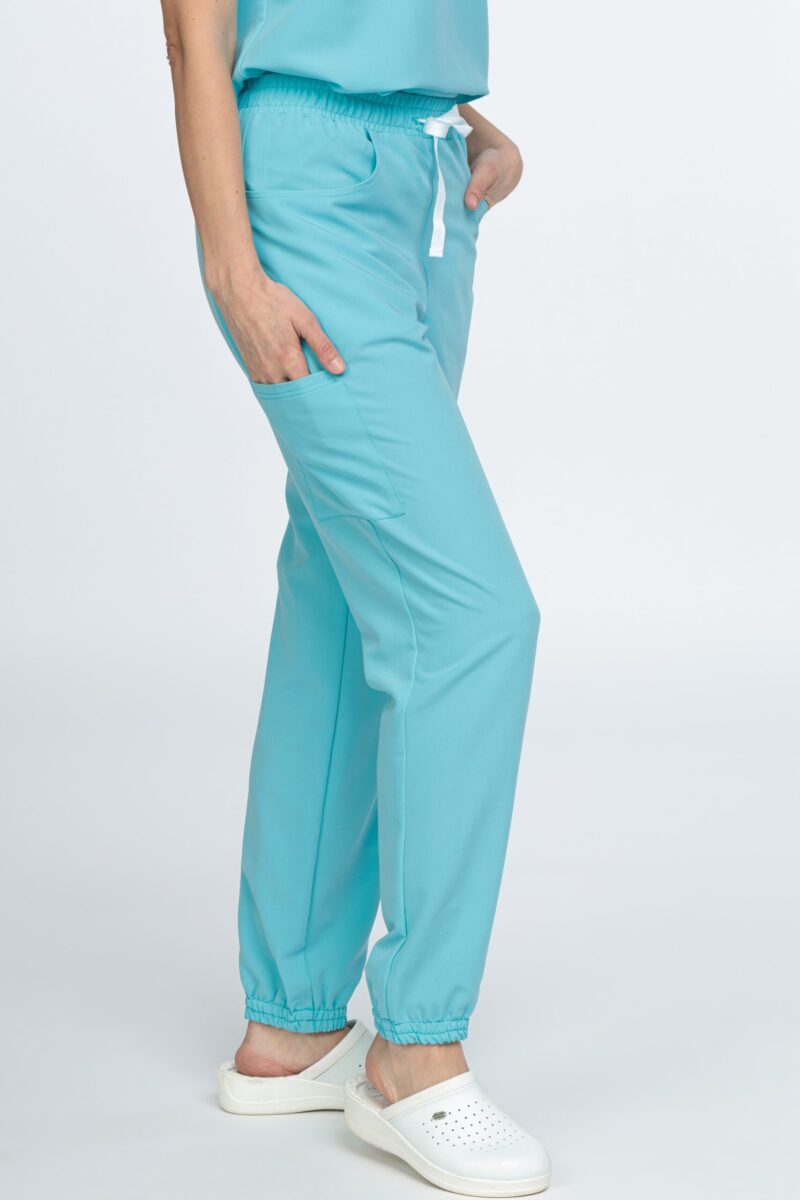 Pantaloni medicali femei sport Albastru Cristal OM055 Uniforma medicala