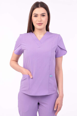 Bluză medicală femei tulip Liliac OM0121 Uniforma medicala