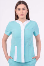 Bluză medicală femei chic Albastru cristal OM120 Uniforma medicala