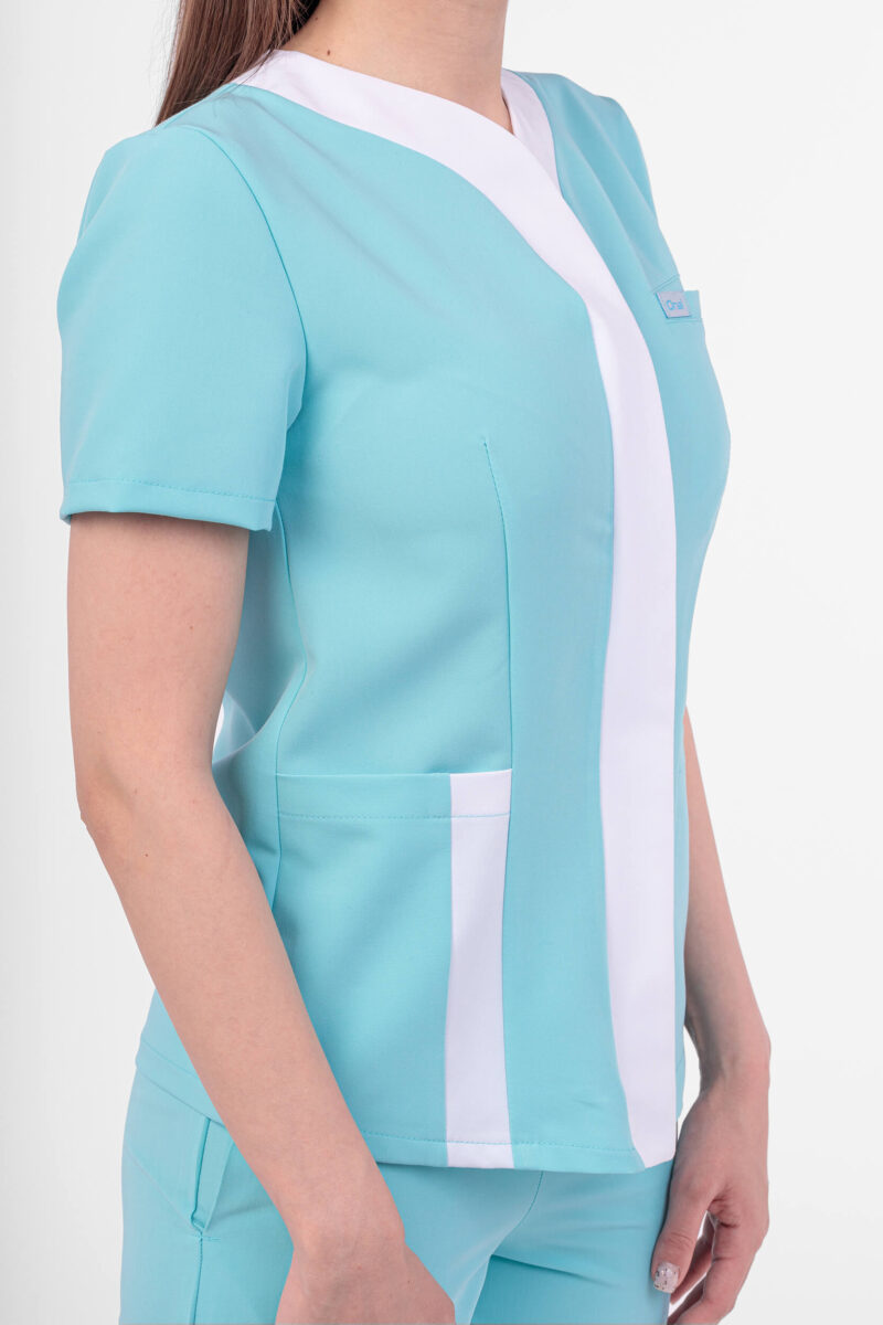 Bluză medicală femei chic Albastru cristal OM120 Uniforma medicala