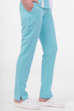 Pantaloni medicali femei eleganți Albastru cristal OM118 Uniforma medicala