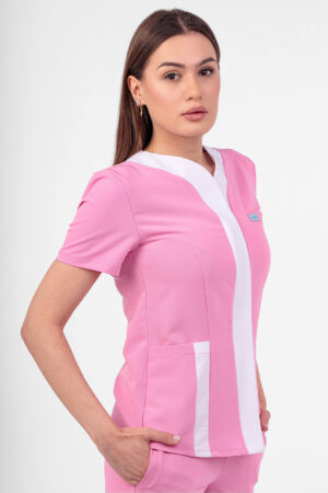 Bluză medicală femei chic Roz persian OM119 Uniforma medicala