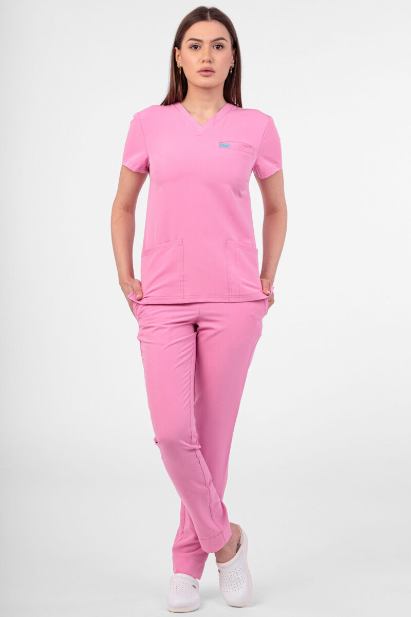 Pantaloni medicali femei eleganți Roz persian OM117 Uniforma medicala