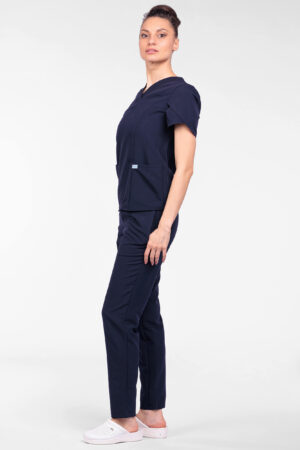 Bluză medicală femei tulip Bleumarin OM126 Uniforma medicala