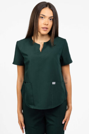 bluză medicală femei elegantă verde inchis om203 uniforma medicala