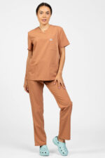 bluza medicala femei clasica caramel uniforma medicala