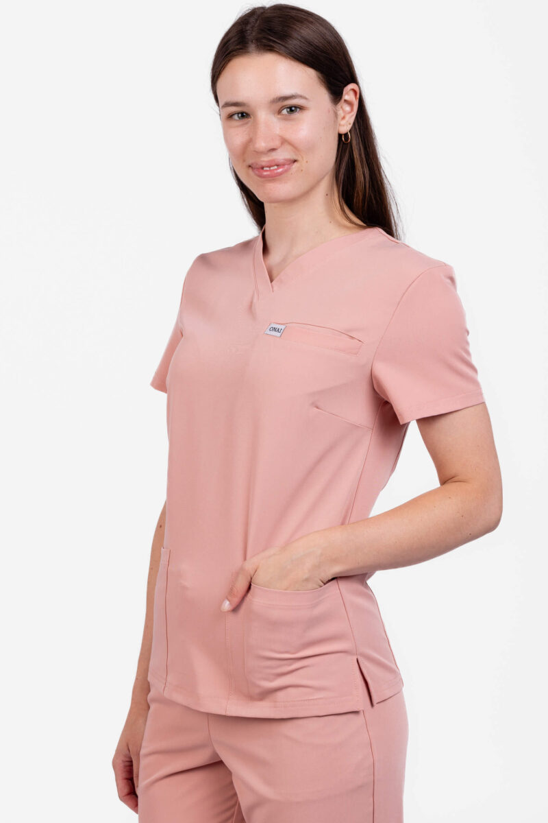 Bluza medicala femei sport Roz pudrat OM228 Uniforma medicala